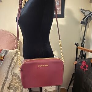 Michael Kors Plum Crossbody Bag with Gold Accents